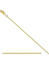 10K Solid Yellow Gold Box Chain Necklace 0.80mm