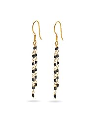 2.10 Cts Black Diamond Square Bead Briolette Earrings in 18K Yellow Gold