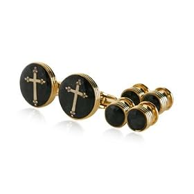 Carbon Fiber Formal Set Featuring Cross with 14kt Gold Overlay