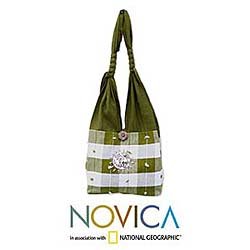 Cotton Green Plaid Elephant Handbag (Thailand)