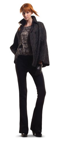 MAXSTUDIO WOOL CREPE HERRINGBONE SWINGY PEACOAT