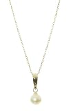 Classical 9 ct Gold White 5.0-5.5mm Pearl Women Pendant + Chain