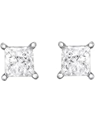 14k White Gold Princess-cut Solitaire Diamond Stud Earrings (1/2 cttw, I-J, I2)