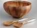 Nambe Yaro Acacia-Wood Salad Bowl with 2 Servers