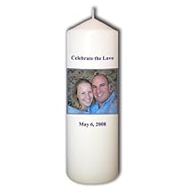 Wedding Unity Candle Personalized with Your Photo & Text, 9 Hx3 W