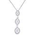 Ladies Rhodium 3 Drop Oval White Cubic Zirconia