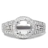 Search : .50CT Round Pave Diamond 14k White Gold Semi Mount Engagement Setting Mounting Ring Color (G/H) Clarity (I1)
