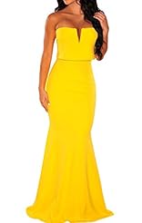 Sexy V-neck Strapless Plunging Neck Lace Maxi Dress 