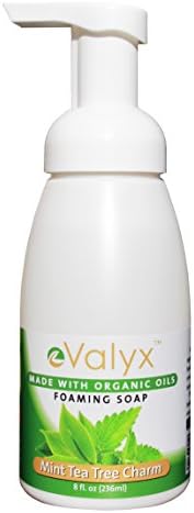 Organic eValyx Mint Tea Tree Charm Foaming Liquid Soft Soap, Better Than Antibacterial Hand Sanitizer, Natural Sulfate Free, with Coconut, Olive, Jojoba Oils, Safe &amp; Nontoxic, Best Investment, 8 Fl.Oz