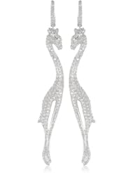 CZ by Kenneth Jay Lane "Animal" 8 Cttw Pave Giraffe Elongated Leverback Earrings