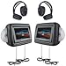 Power Acoustik HDVD-9GRDK 8.8-Inch Pre-Loaded Universal Headrest Monitors with Twin DVD Combo and Headphones (Dark Gray)