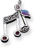Marcasite Enameled Music Note Charm, Sterling Silver