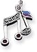 Marcasite Enameled Music Note Charm, Sterling Silver
