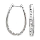 14k White Gold & Diamond Channel-Set Oval Hoop Earrings (1.00ctw)