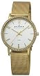 Skagen #922SGG Women's Gold Tone White Dial Swrovski Crystal Accented Mesh Band Watch