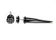 Fake Acrylic Taper - Black and White Stripes with Black and White Checker Logo - 16g Wire Stud - 0 Gauge - 47.5mm Length - Sold as a Pair