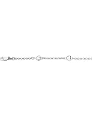 BRI Jewelry 14K White Gold Shiny Rolo Chain Link+Puffed Heart Bracelet with Lobster Clasp