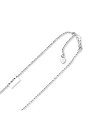 10K 22" White Gold 1.0mm Diamond Cut Adjustable Rope Chain with Lobster Clasp