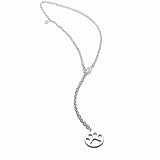 Paw Print Lariat Necklace Sterling Silver for Dog Lovers and Cat Lovers by Ashley & Co. 29" Adjustable