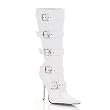 4 1/2 Inch Sexy High Heel Knee Boot Stiletto Heel Pointed Toe Featuring Buckle White Patent