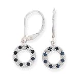10k White Gold, Diamond & Sapphire Circle Dangle Earrings (0.49ctw)