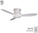 Minka-Aire F574-WH 52″ Concept II WET Outdoor Flush Mount White Ceiling Fan w/ Light & Wall Ctrl
