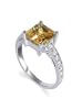 Nickel Free Sterling Silver 10mm Princess cut Citrine Cubic Zirconia Polished Finished 2mm Band Ring Size 7