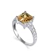 Nickel Free Sterling Silver 10mm Princess cut Citrine Cubic Zirconia Polished Finished 2mm Band Ring Size 9
