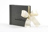 Grey Faux Leather Wedding Album w. Ivory Satin Ribbon 12.75x9.5x2 (32x25x5cm)