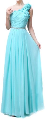 PTR Women's Flowers And Beadings Long Prom Dresses M Aqua