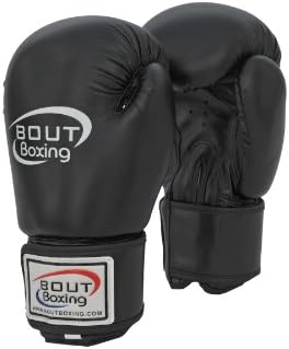 Bout Boxing - Pro Training Gloves (Synthetic Leather) (BLACK, 12OZ)