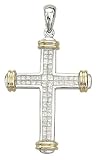 14K White Gold Diamond Cross Pendant