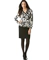 Alfani Petite Long-Sleeve Printed Mesh Top & Lace Skirt