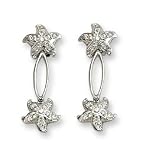 18K White Gold Designer Double Starfish Earrings with Pave Diamonds .35ct