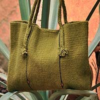 Wool handbag Ethnic Green