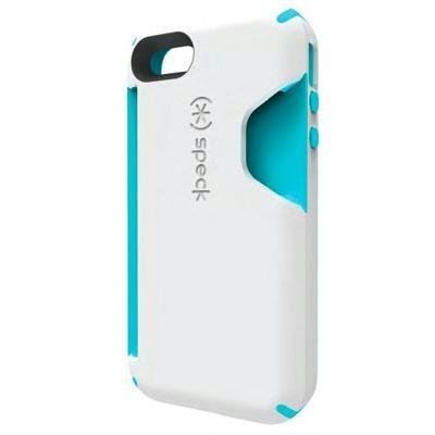 hard case or soft case for iphone:Speck Products CandyShell Card Case for iPhone 4/4S - 1 Pack - Carrying Case - Retail Packaging - White/Peacock