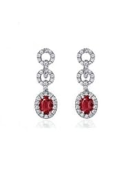 2.30Ct Oval Ruby & VS Diamond Hoop Earrings 18k Gold