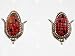 Sterling Silver and Spiny Oyster Zuni Corn Earrings, #2252