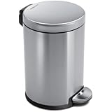 simplehuman Mini Round Step Trash Can, Stainless Steel, 4.5 L / 1.2 Gal