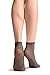 LissKiss Grey Patterned Mesh & Sheer Toes Socks Ankle High - Socks