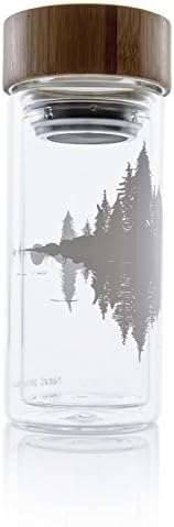 Glass Water Bottle Thermos - Tea Infuser - Reflexion (White) Therm-O NaturA 16 oz