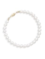 CleverSilvers 7" 55.5mm Cultured Freshwater Pearl Bracelet Individually Knotted With A 14K Yellow Gold Clasp