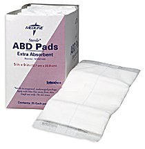 Medline Abdominal (Abd) Pads, Sterile, 5 x 9 (16 box/Case; 400 Each/Case)