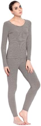 Women's Stripe Coloured Cotton Thin Underwear Autumn Winter Long Johns Suit