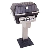 Broilmaster P4BL Premium Propane Gas Grill On Stainless Patio Post With Cast Iron Base