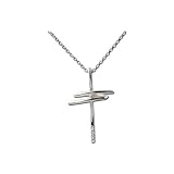 3 Diamond Cross Pendant 0.01 ct. in 14K White Gold with Chain -16''