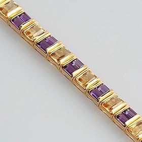 An Estate 18K Yellow Gold Amethyst and Citrine Bracelet by