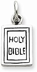 Sterling Silver Antiqued Holy Bible Charm