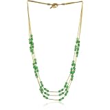 Gold Silk Green Agate 3 Strand Necklace