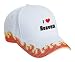 I Love/Heart Heaven Adult White Hat with Red Flames FIRE